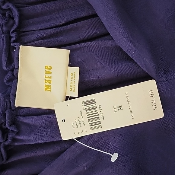 NWT Maeve for Anthropologie Bretta Gathered Tank Top Navy Blue Sz M - Picture 10 of 12